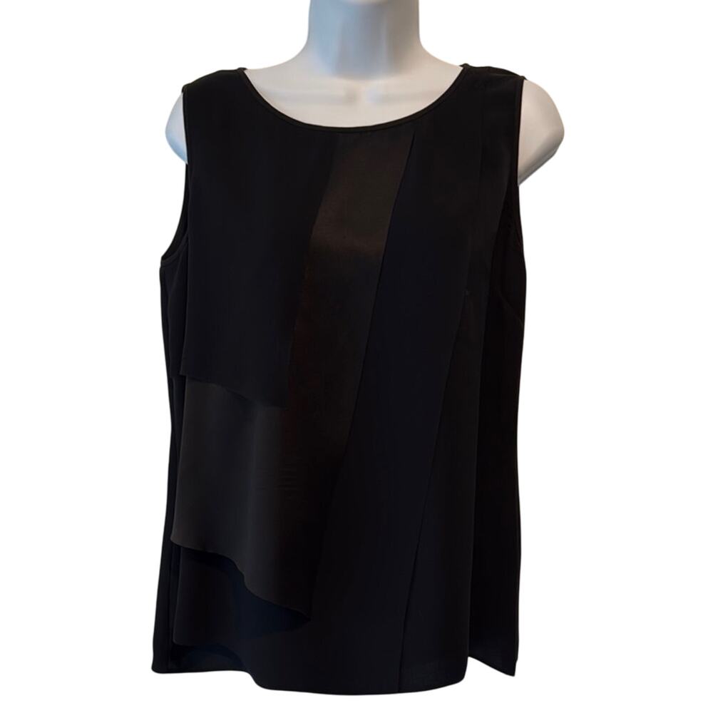 Lafayette 148 Silk Multi Layer Black Tank with Side Zip Size 4 EUC